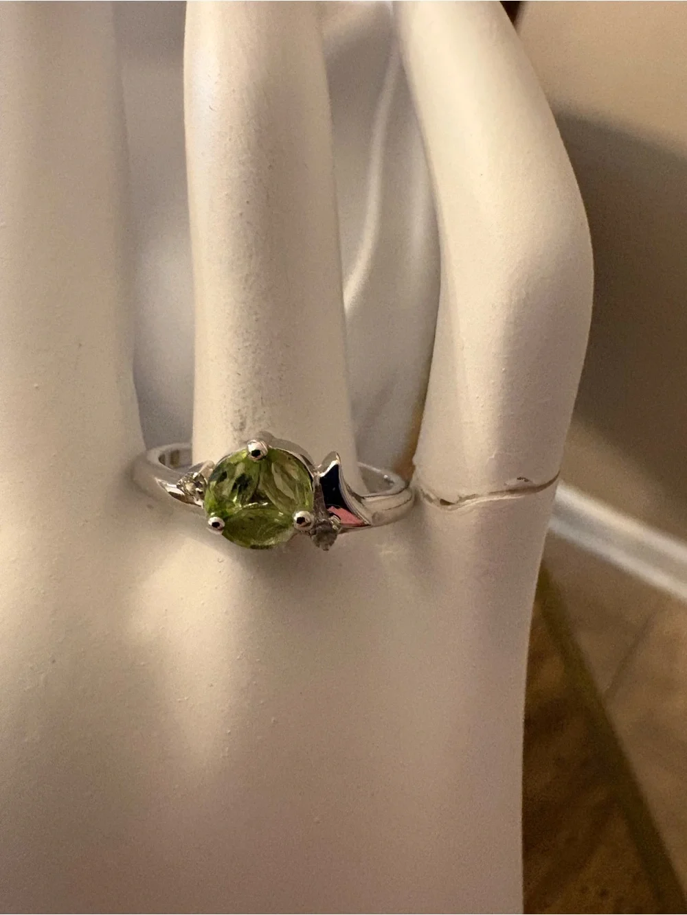NEW Sterling Silver 0.78 CT Peridot White Topaz Ring Size 8 Green Gemstone